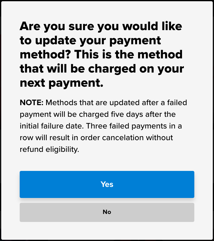 I want to update my payment method